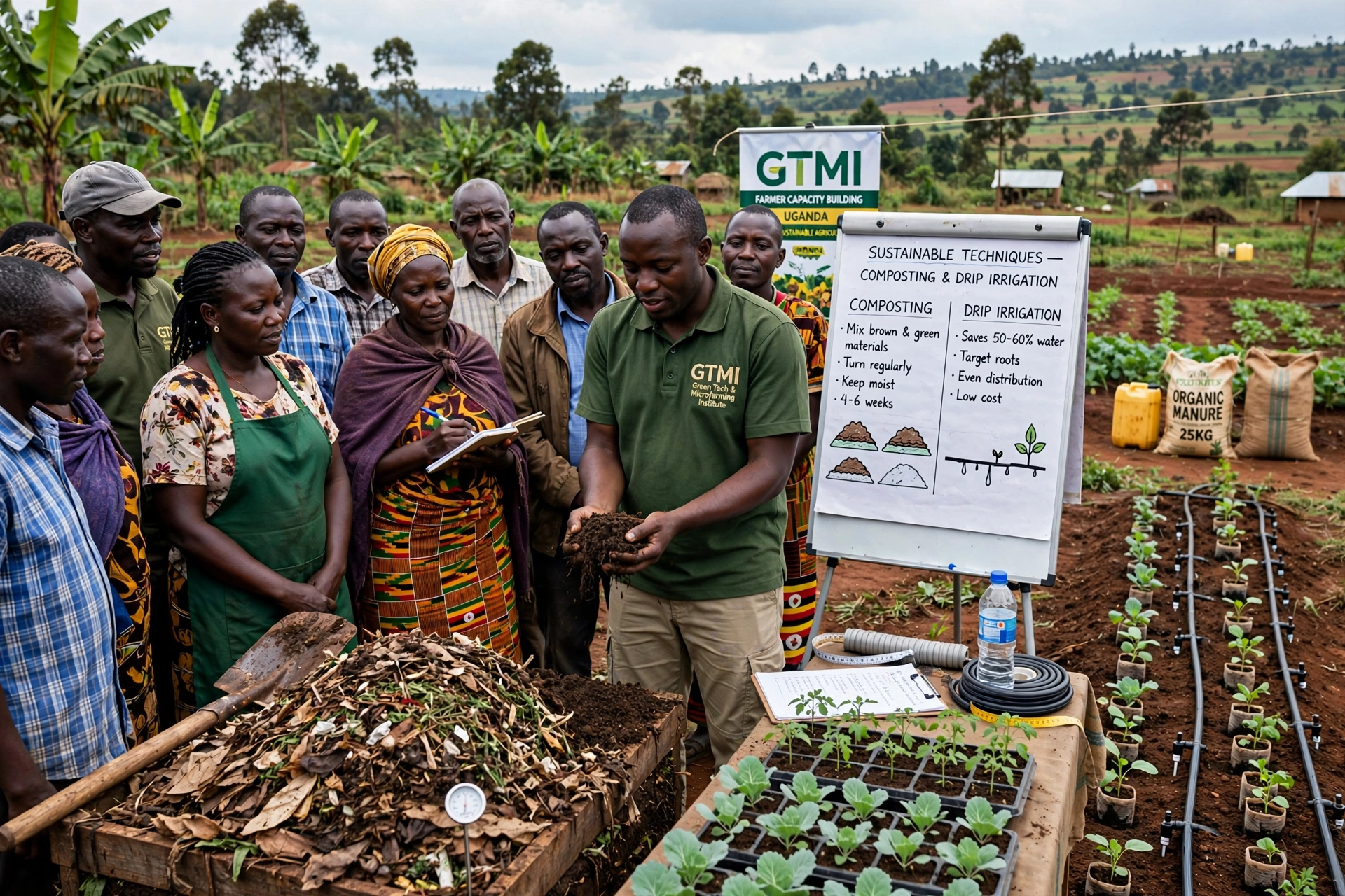 GTMI agriculture training with farmers learning sustainable techniques