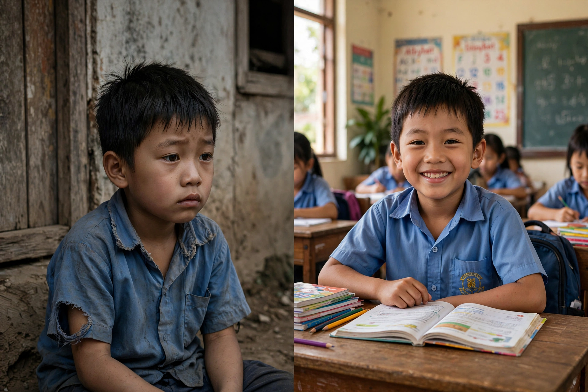 Children learning together in a global classroom setting